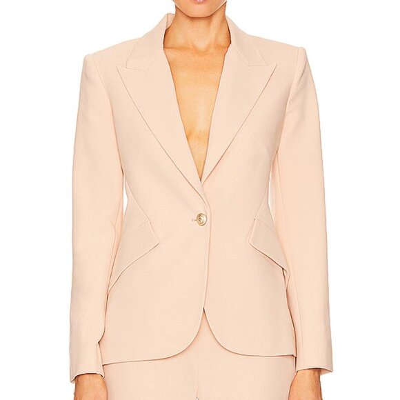 *SOLD* L'AGENCE 'Chamberlain' Brushed Twill Blazer Jacket, Toasted Almond - Picture 1 of 3